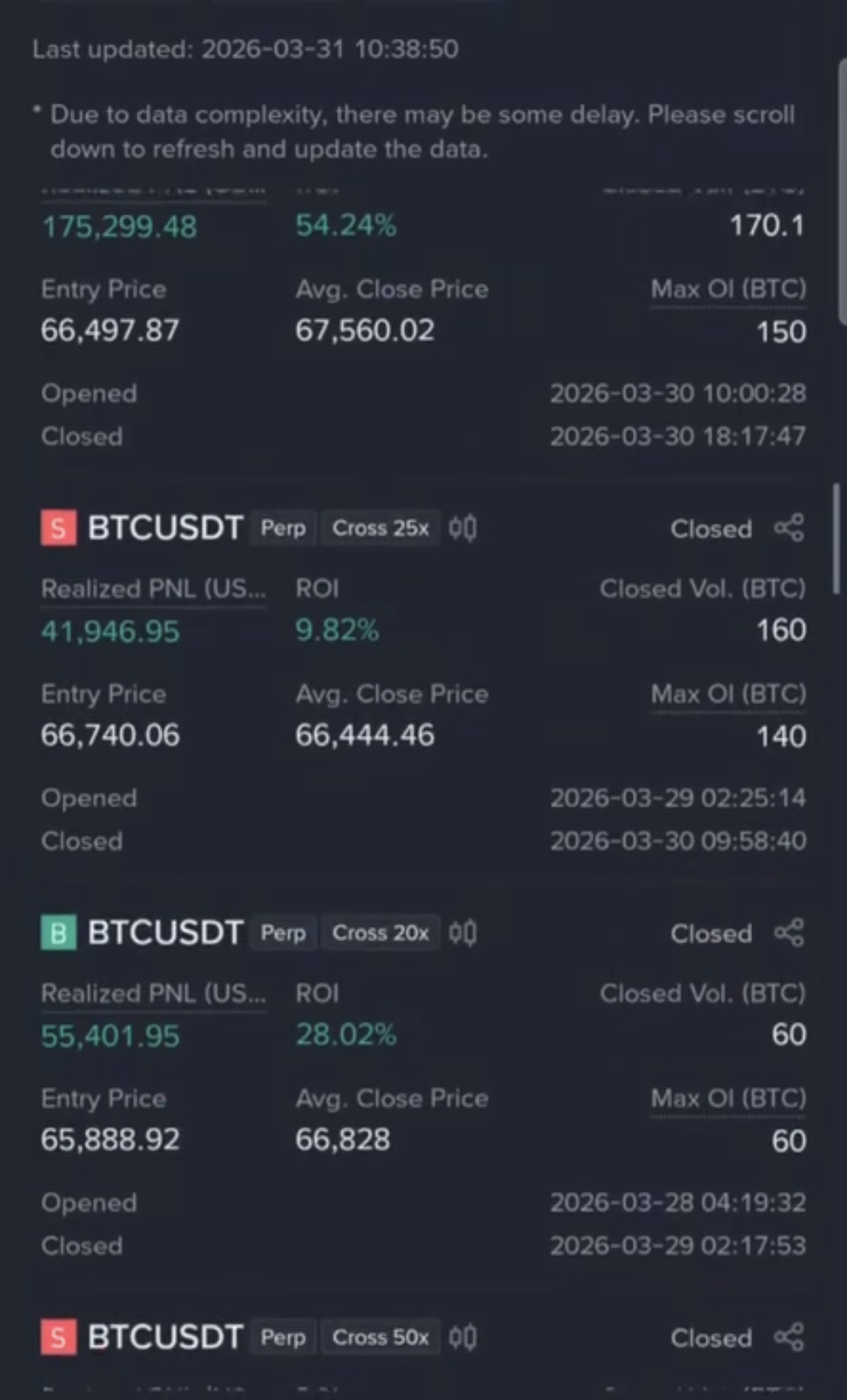 코월 @cowarrr 트레이딩 기록 화면 1
